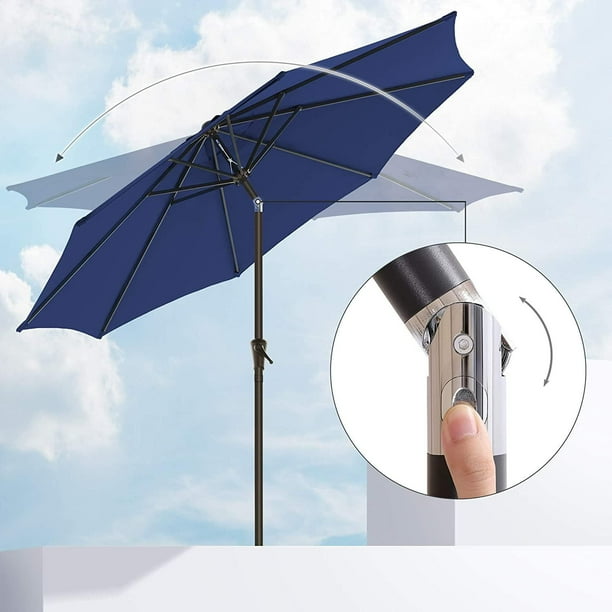 farland 10 ft offset cantilever patio umbrella HOMSHADE 10ft Patio Umbrella, Offset Cantilever Design, Waterproof Fabric  and Base, Solar Lights, Blue