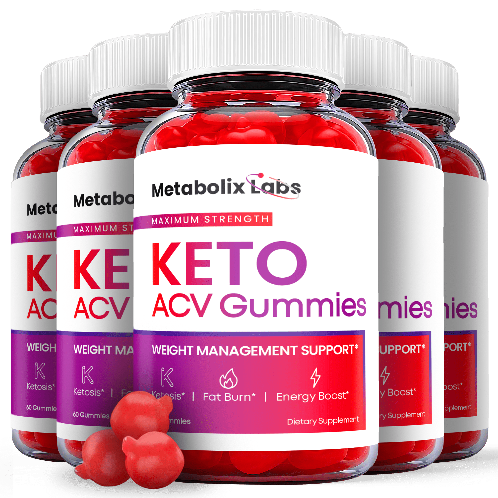 (5 Pack) Metabolix Labs Keto ACV Gummies Supplement for Weight Loss Energy & Focus Boosting