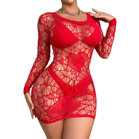 Dream Apparel Womens Lingerie Fishnet Bodysuit Mesh Chemise Babydoll Sexy Mesh Teddy Lingerie