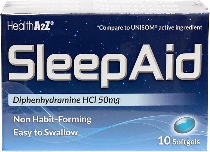 HealthA2Z® Sleep Aid | Diphenhydramine HCl 50mg | Nighttime Sleep Softgels | 10 Counts (Pack of 24) | 240 Softgels Total | Value Pack