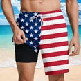 thumbnail image 3 of BRGZLK Mens Swim Trunks Breathable Casual Printed Drawstring Swim Shorts with Pockets Flag Bathing Suit For Beach, 3 of 5