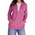 thumbnail image 3 of Sweaters for Women Long Sleeve Knitted Zip Up Hoodies Ribbed Pullover Loose Casual Sweatshirts with Pocket Pink M, 3 of 9