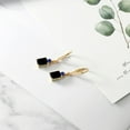thumbnail image 4 of Gem Stone King 18K Yellow Gold Plated Silver Black Onyx Blue Created Sapphire and White Topaz Dangle Earrings for Women (4.92 Cttw, Gemstone December Birthstone, Octagon 9X7MM), 4 of 4
