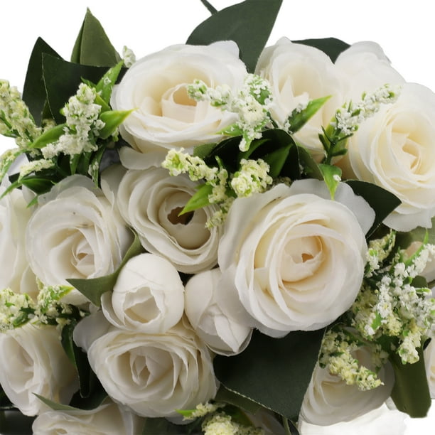 Bouquet de Fleurs Artificielles Romance D20xH28cm Blanc - 179273 