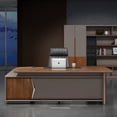 thumbnail image 2 of Writing Corner Work Desk Reception Boss Reception Wooden Executive Table Modern Shelf Escritorio Con Cajones Office Furniture My Lux Decor Round, 2 of 16