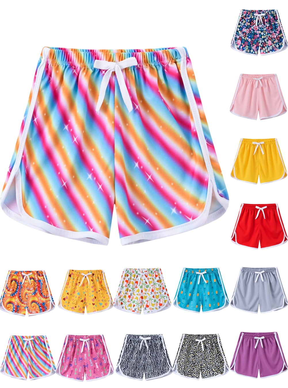 Summer Little Girls Board Shorts Athletic Running Shorts Quick Dry Swim