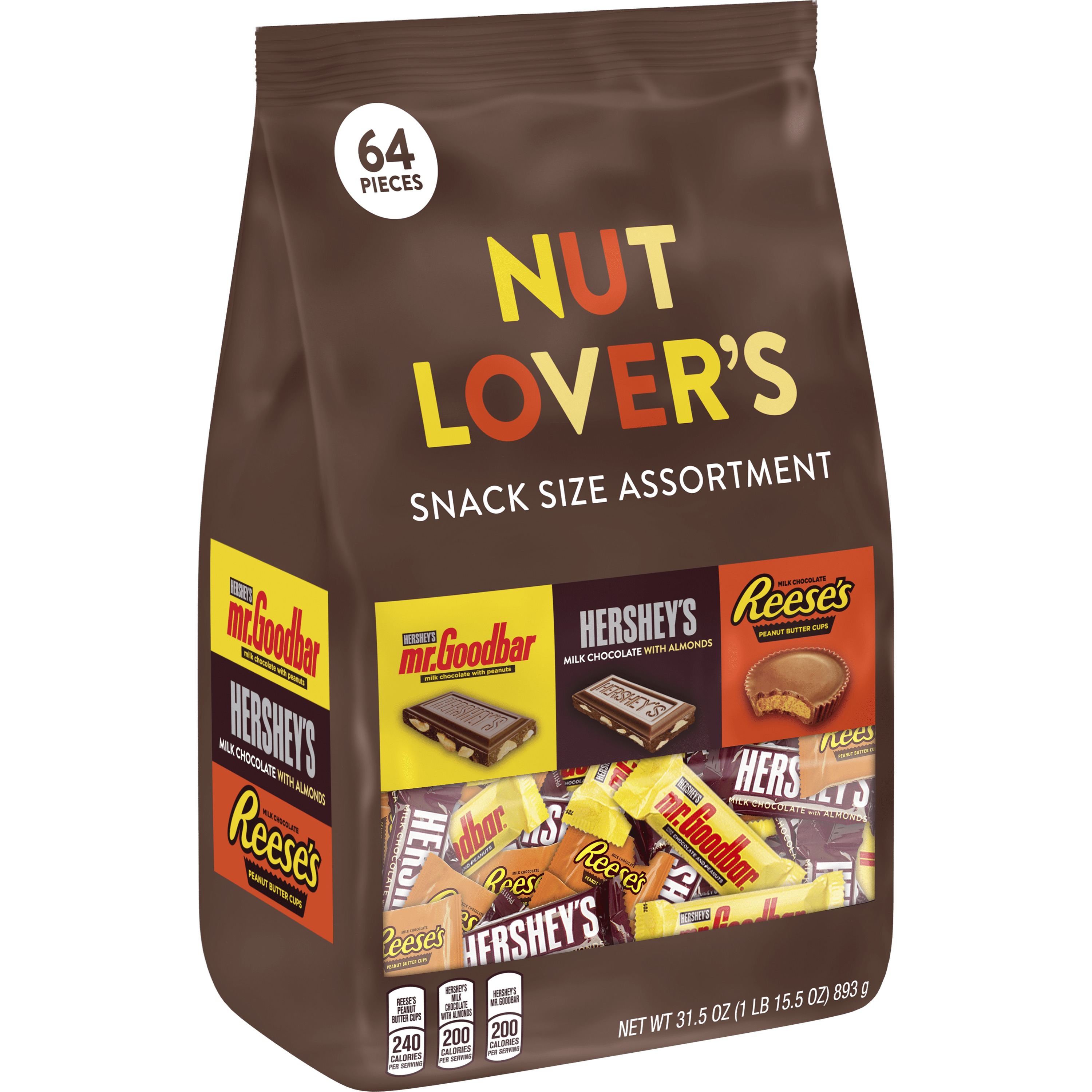 Hershey's, Nut Lover's Snack Size Assortment Chocolate, 31.5 Oz
