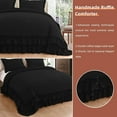 thumbnail image 5 of D.N.G. BEDDINGS 3 Piece Luxury 5 Inch Two Layer Ruffle Comforter Set Premium Super Soft, 800 TC, 100% Egyptian Cotton, Super Soft, Twin/Twin XL Size Black Color, 5 of 7