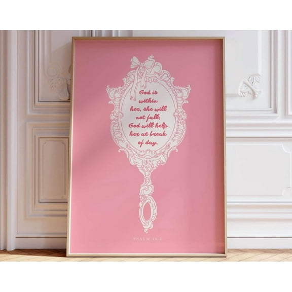 Bible Verse Wall Art Pink Print Shabby Chic Decor, Christian Art Vintage Print Dorm Decor, Pink Room Decor Aesthetic Print Above Bed Art Wall Art, Modern Wall Decor, 8x12 UNFRAMED