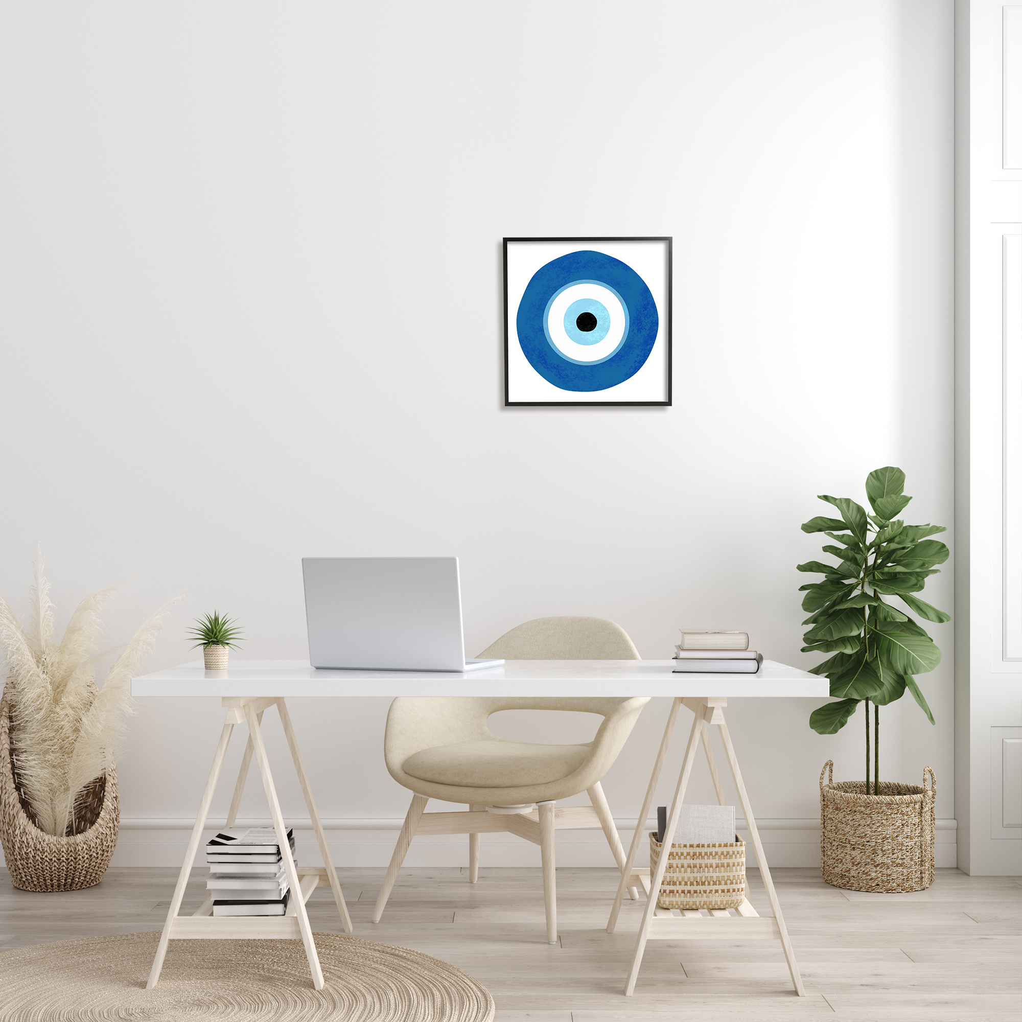 Stupell Industries Eye Centric Bold Blue Abstract Circular Dominant Shapes, 17 x 30, Design by Ziwei Li