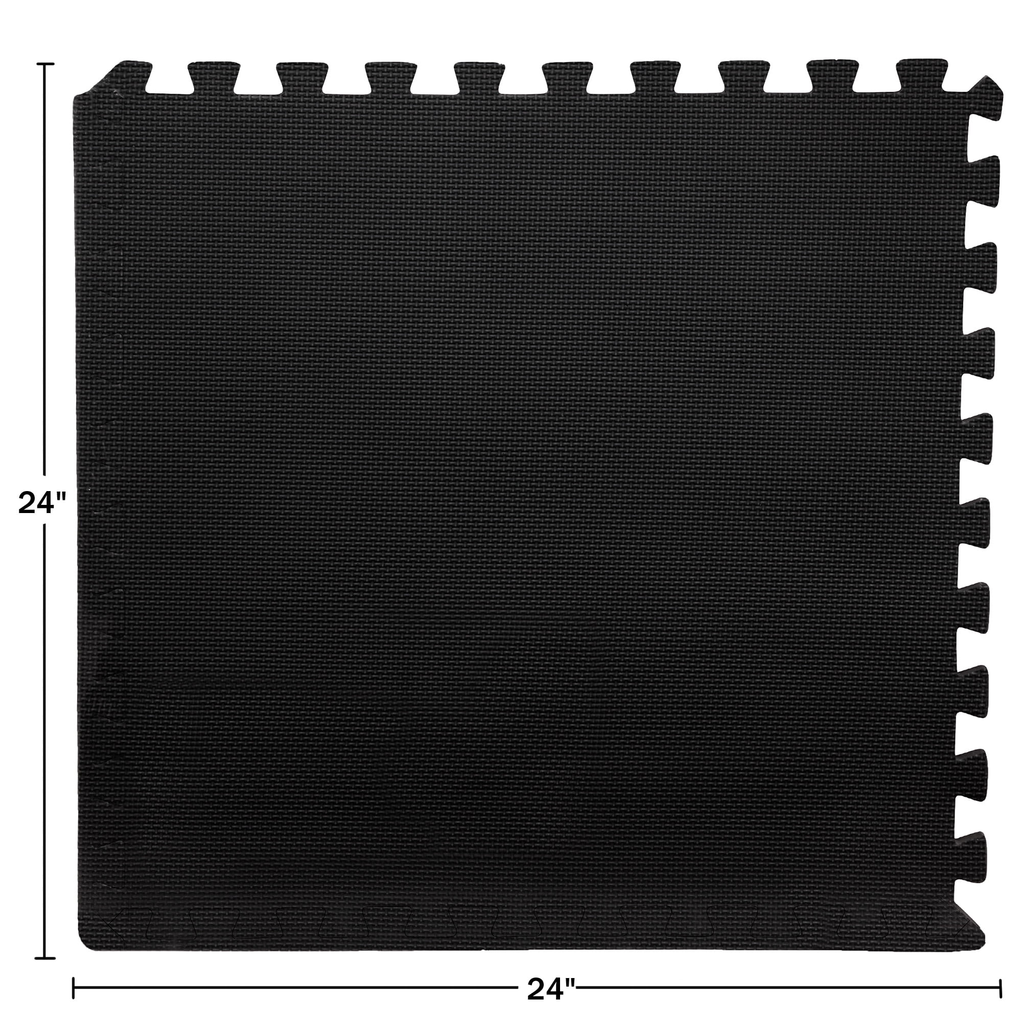 Stalwart Interlocking EVA Foam Flooring Tiles 12-Pack - Non-Toxic Floor Padding for Playroom, Gym or Basement, Black