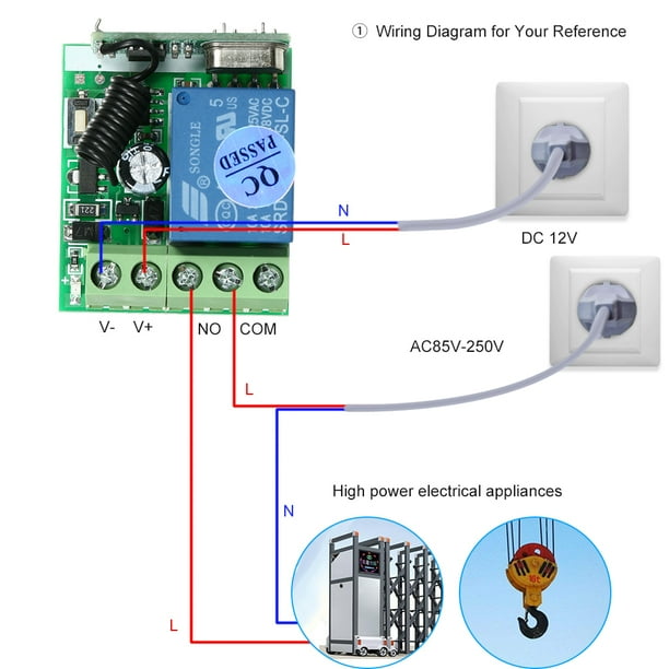 RF Switch Module 12V 1CH Remote Control Light Switch Receiver Board HMC241 – For Entrance Control, Car Lights