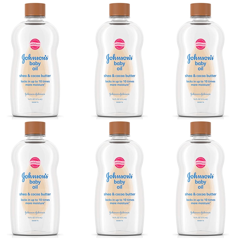 Pack of (6) Johnsons Baby Oil, Mineral Oil Enriched With Shea And Cocoa Butter, 14 fl. oz