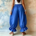 thumbnail image 6 of Lumtrix Womens Cotton Linen Wide Leg Balloon Pants Casual Cropped Ruffle Palazzo Flowy Pants with Pockets Royal Blue XL, 6 of 6