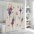 thumbnail image 5 of Red Yellow Diamond Shower Curtain, Waterproof Shower Curtains for Bathroom, Modern Geometric Middle Century Beige Washable Fabric Bathtub Curtain Set Bath Decor with 12 Hooks 72"x78", 5 of 6