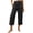 26# Black, variant on Womens Cotton Linen Capri Pants 2026 Summer High Waist Wide Leg Button Decorated Casual Work Cropped Trousers Navy S