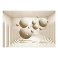 thumbnail image 3 of Tiptophomedecor 3D Illusion Wallpaper Wall Mural - Beige Balls, 3 of 4