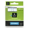 Dymo Label Tape, Removable, 3/8", Blue/White