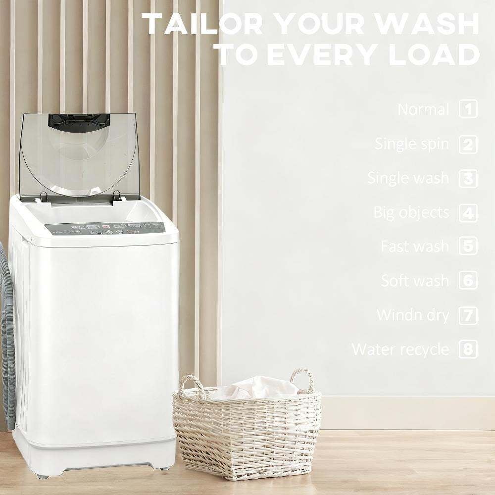 Electric Dryer, Compact Washer, Portable Washing Machine, Full Automatic Washer with 8 Programs and 6 Water Levels, Transparent Grey,White Dryer Machine,Tumble Dryer