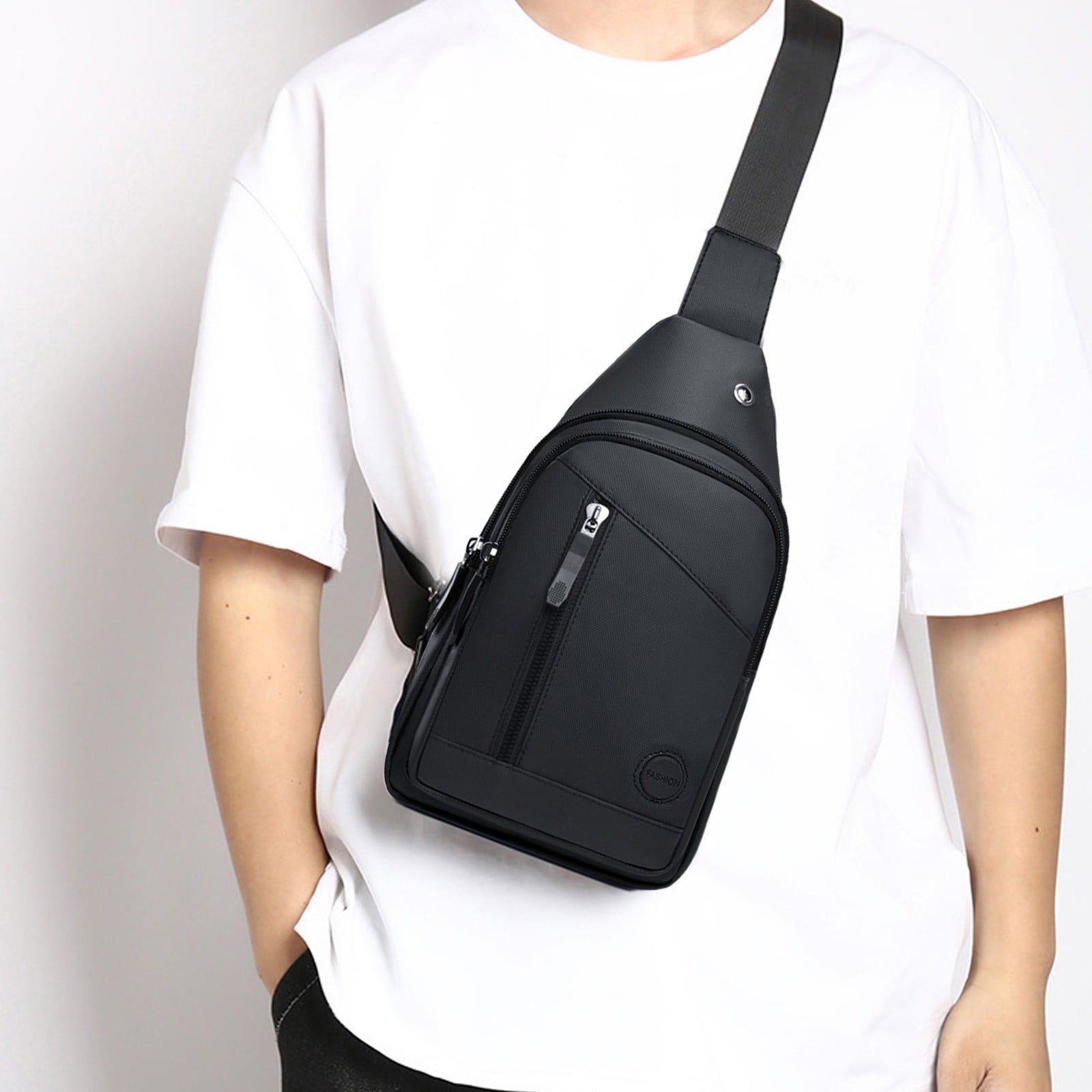 LSLJS Small Sling Bag Men Women Crossbody Bag Shoulder Bag with Headphone Hole Hiking Travel Camping Outdoor Travel Business Trip Large Capacity