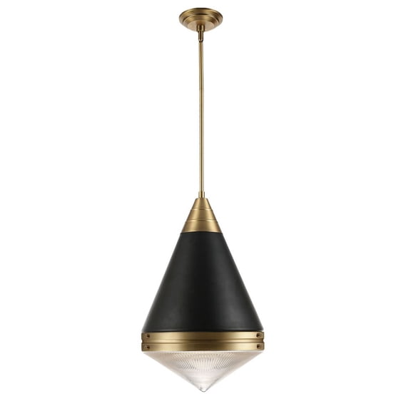 10396PRBKNAB-Maxim Lighting-Hargreaves - 1 Light Pendant-22 Inches Tall and 13.5 Inches Wide-Black/Natural Aged Brass Finish
