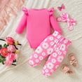 thumbnail image 5 of YDFCWXW Baby Girl's 3pc Frill Long Sleeve Romper Pant Set (Red, 0-3Months), 5 of 9