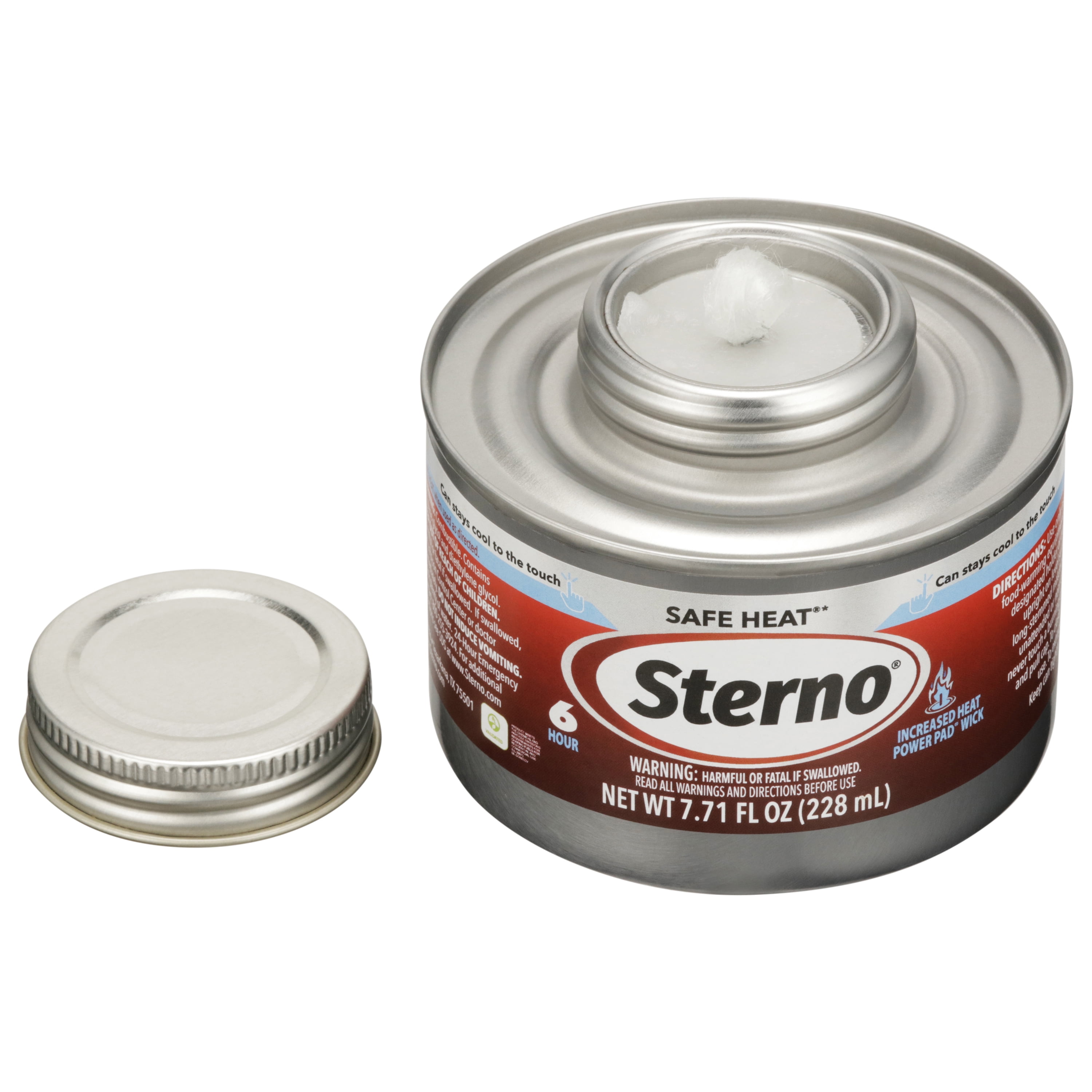 (2 pack) Sterno Canned Heat Wick Cans - 6-Hour Burn Time, Chafing Dish Fuel Can Burners for Food Warmer, Resealable Twist Chafer Fuel Canned Heat, 7.71fl oz