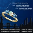 thumbnail image 2 of Gem Stone King 18K Yellow Gold Plated Silver Simulated White Opal and Persian Blue Moissanite Engagement Ring for Women | 1.50 Cttw | Round Cabochon 5MM | Gemstone October Birthstone | Size 5, 2 of 6