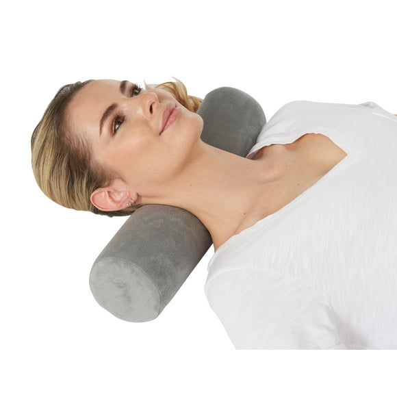 All Sett Health Cervical Neck Roll Memory Foam Pillow, Bolster Pillow, Round Neck Pillow, Grey, Foam, 1 Count