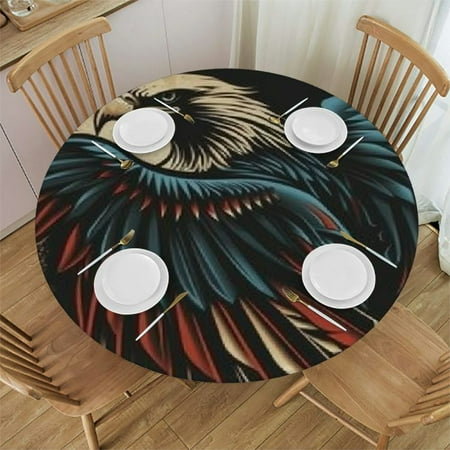 

Orinice Eagle Wings Round Table Cover Stain Resistant Washable Indoor Outdoor Tablecloth Kitchen Dining Wedding Parties 100% Polyester Fiber 38-42