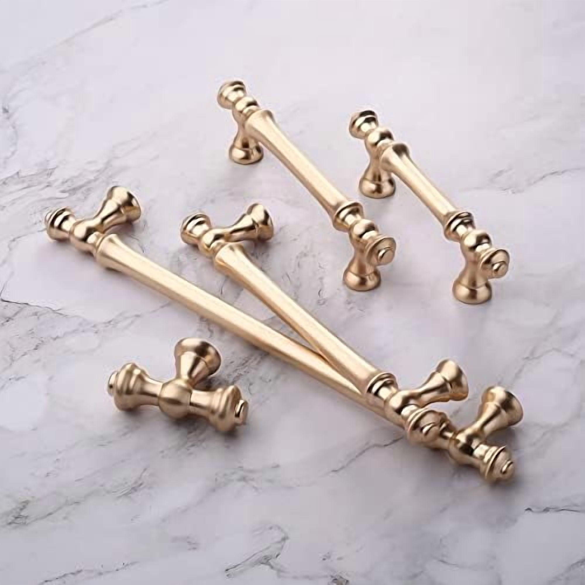 6 Pack 3.75 Inch(96mm) Brushed Brass Kitchen Cabinet Handles, Gold Cabinet Pulls Kitchen Cabinet Hardware for Cupboard Drawer Pulls