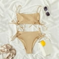 thumbnail image 5 of Sngxgn Women Swimsuit Bikini Set High Waisted Drawstring Two Piece Bathing Suit(Beige,XS), 5 of 5
