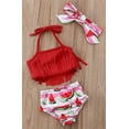 thumbnail image 2 of Styles I Love Infant Baby Girls Red Fringe Watermelon Bikini Swimsuit and Headband 3pcs Set Bathing Suit Beach Swimwear, 2 of 5