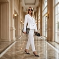 thumbnail image 4 of Women's Business Pant Suits Dressy Casual Long Sleeve 2 Piece Blazer Set for Office Work Outfits, 4 of 8