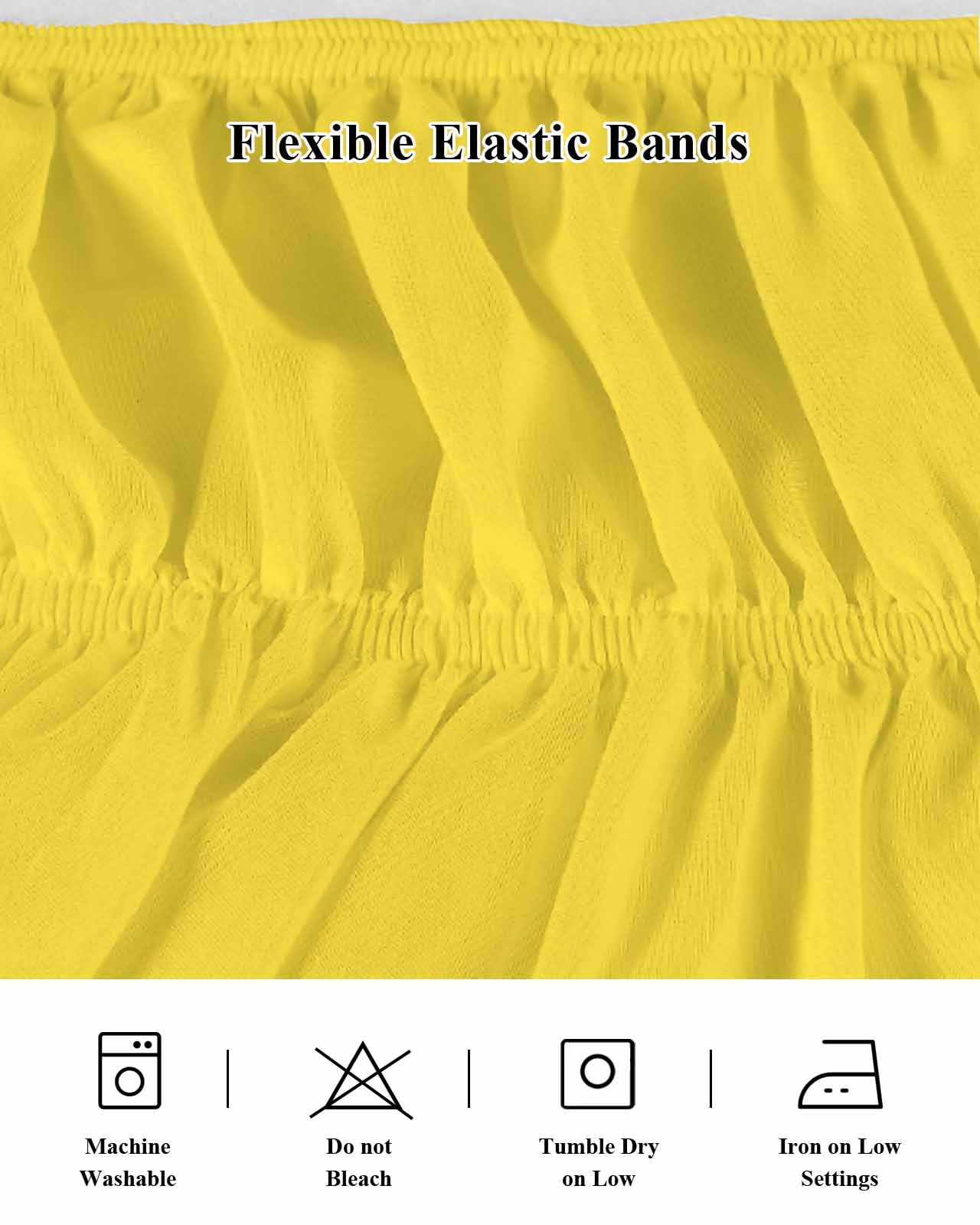 Yellow Bed Skirt Queen Size 16" Drop Solid Color Ruffled Wrap Around Bed Skirts Adjustable Elastic Bedskirt Dust Ruffle for Queen Size Bed
