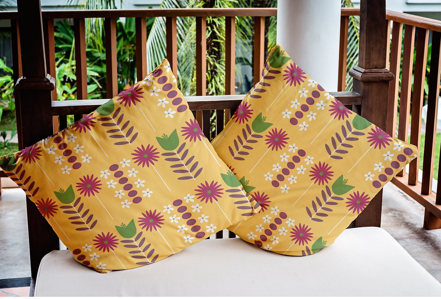 16" x 16" Simply Daisy Daisy May's Garden Indoor/Outdoor Pillow, Daffodil Yellow Qty 1