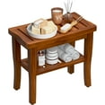 thumbnail image 6 of Teak Shower Bench Stool with Storage Shelf, Waterproof Shower Chair Spa Bath Seat, Shower Stool for Inside Shower, Bathroom Bench Seat for Adults Elderly Seniors for Indoor or Outdoor Use, 6 of 8