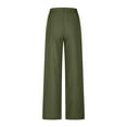 thumbnail image 6 of Dazajoo Summer Linen Pants for Women Elastic Waist Side Slit Cotton Pants with Pockets Solid Color Lightweight Loose Beach Pants 90% off Clearance Sale,Army Green,XL, 6 of 7