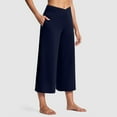 thumbnail image 4 of ZQUUVOU Women's Plus Size Capris Solid Color Elastic Loose Fit Yoga Pants Pocket(Navy,S), 4 of 9