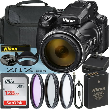 Nikon COOLPIX P1000 Digital Camera with 125x Optical Lens + SanDisk 128GB Memory Card + Case + ZeeTech Basic Bundle
