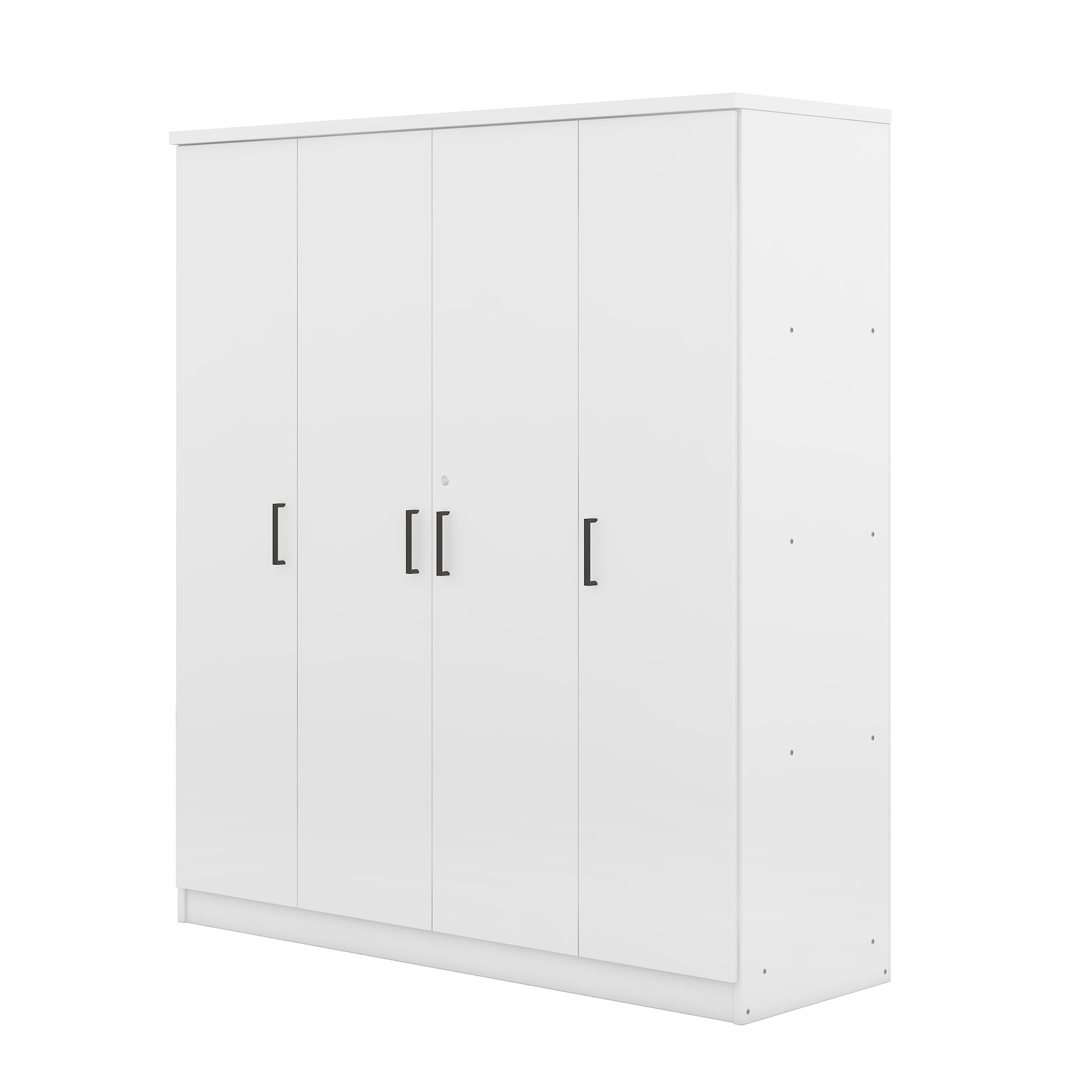Mintazer Modern 4 Doors Storage Wardrobe with Drawer and 8 Shelves, Freestanding Closet for Apartment Bedroom, White