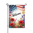thumbnail image 2 of Welcome Spring Garden Flag Patriotic Flowers Butterflies & American Flag Double Sided 12x18 Inch Outdoor Yard Decor Home Gifts for Men Women Birthday Gifts Memorial Day, 2 of 6