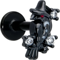 Body Candy 16G 316L Black Stainless Steel Clear Raven Witch Labret Monroe Lip Ring Tragus 6mm