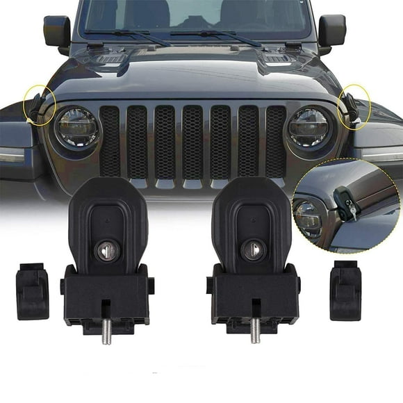 GHSDFBB Hood Latches for 2024 2023 2022 2021 2020 2019 2018 Jeep Wrangler JL Jeep Gladiator JT Anti-Theft Hood Lock Catch Latches Accessories 2Door 4Door 2pcs