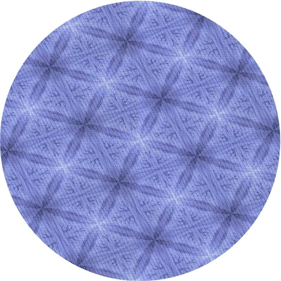 Ahgly Company Machine Washable Indoor Round Transitional Sky Blue Area Rugs, 5' Round