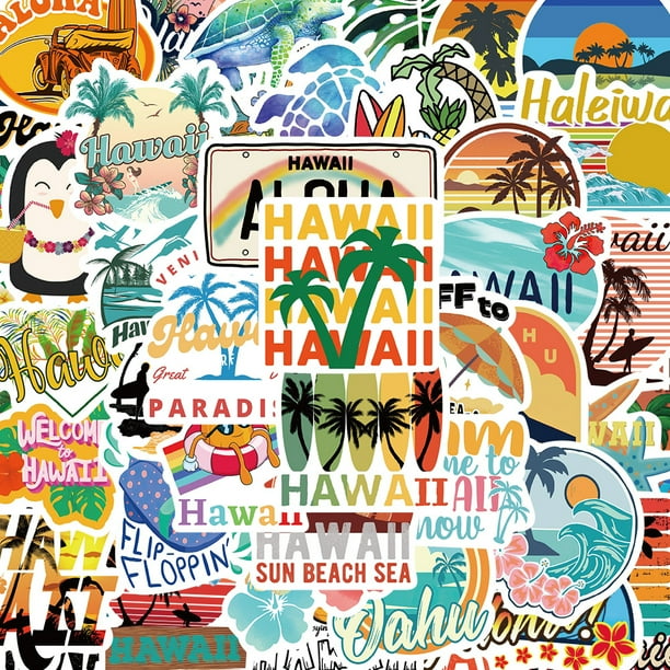Paquete de pegatinas Hawaii Vibes Collection, 50 unidades, para botellas de agua