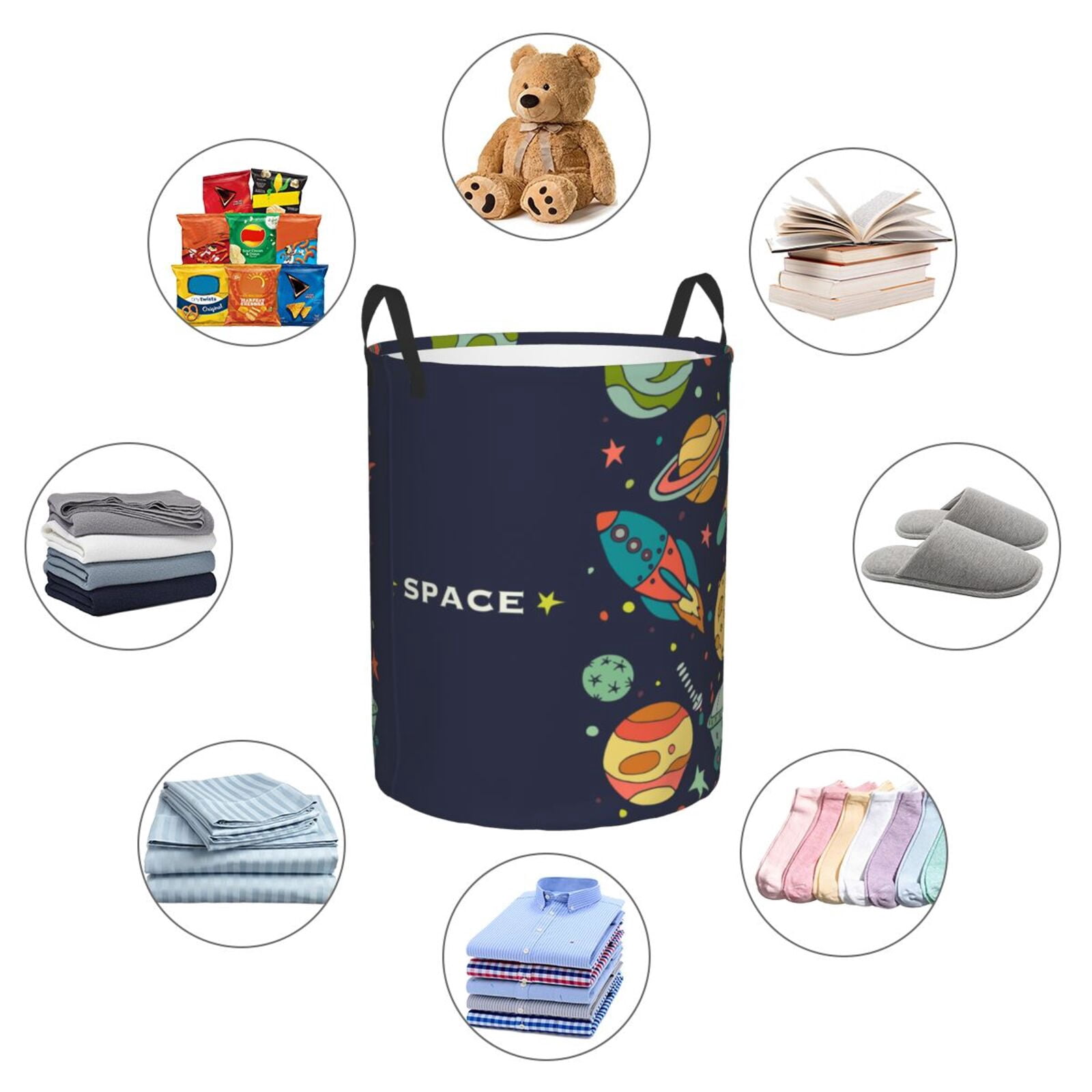 Large Laundry Basket with Handles - Space (2) Kids Baby Dirty Clothes Laundry Hamper for Bedroom Aesthetic