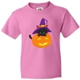 thumbnail image 3 of Inktastic Black Cat, Pumpkin, Cat With Witch Hat, Halloween Youth T-Shirt, 3 of 5