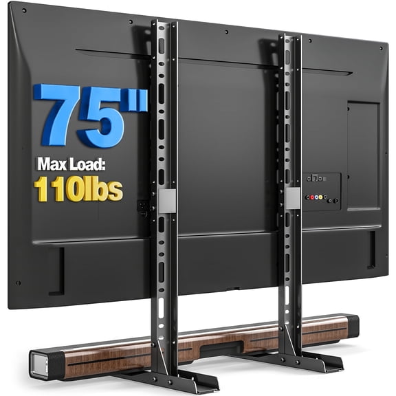 TAVR Furniture Table Top Universal TV Stand for 20-75 inch LCD LED Flat or Curved Screen TVs, Black