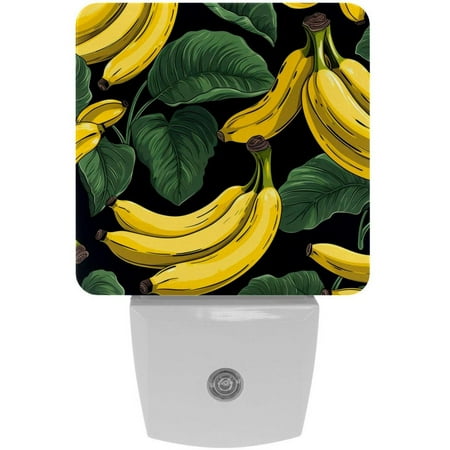 

Plug-in Night Lights Set Of 2 Fruit Banana Seamless Pattern Automatic Dusk-To-Dawn Sensor LED Nightlights Home Decorative Lamp For Kids Teens Girls Boys Adults